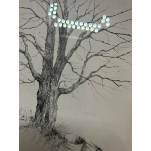 Artist Signed Original Graphite Landscape Vern Hippensteal Tree with Baskets Mat - Picture 8 of 13